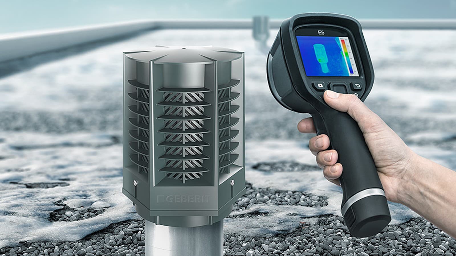 Det termiske billede viser, at Geberit energireducerende ventil ERV minimerer energitab Det termiske billede viser, at Geberit energireducerende ventil ERV minimerer energitab