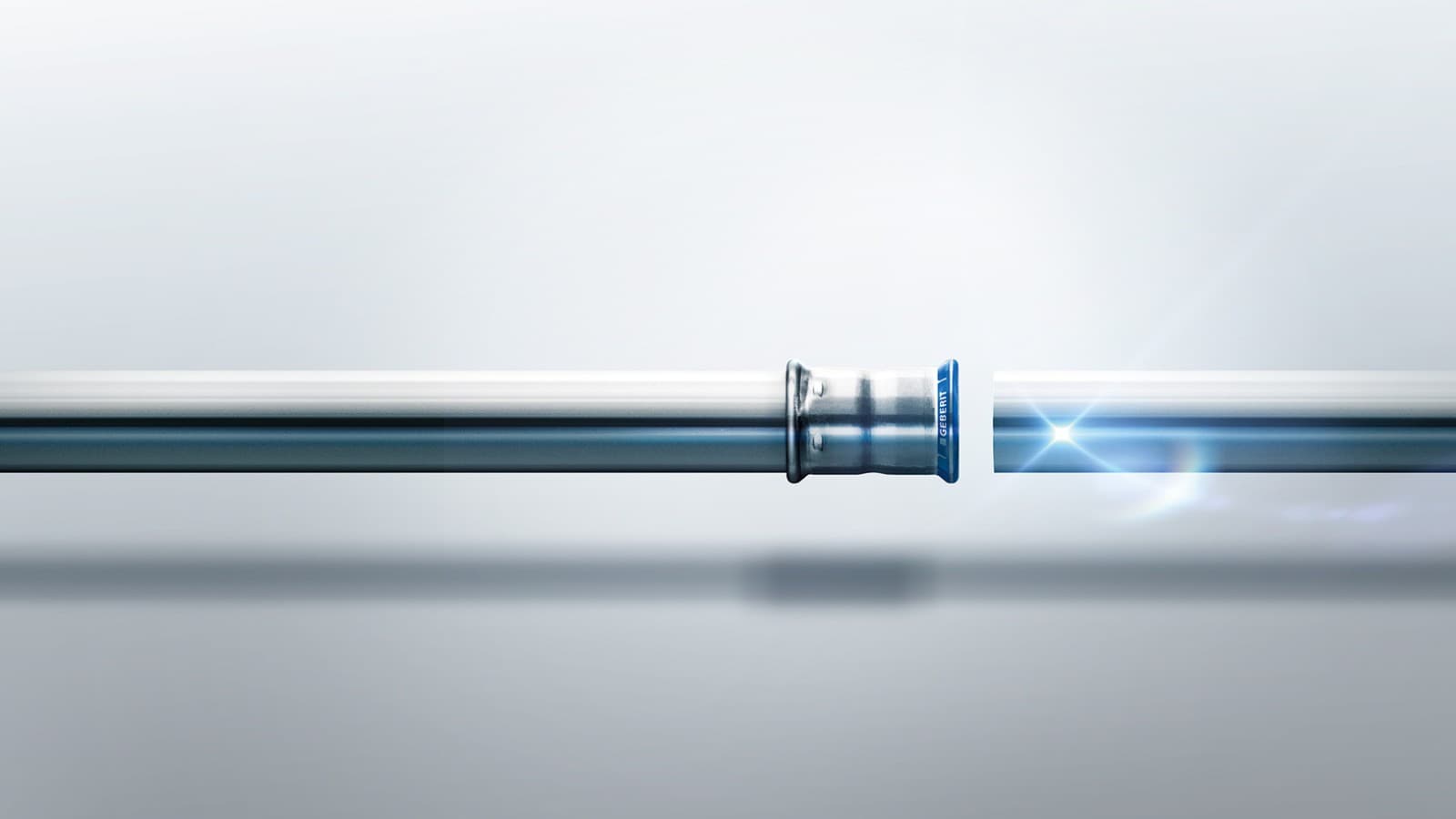 Geberit Mapress Rustfrit fitting med blå presseindikator Geberit Mapress Rustfrit fitting med blå presseindikator
