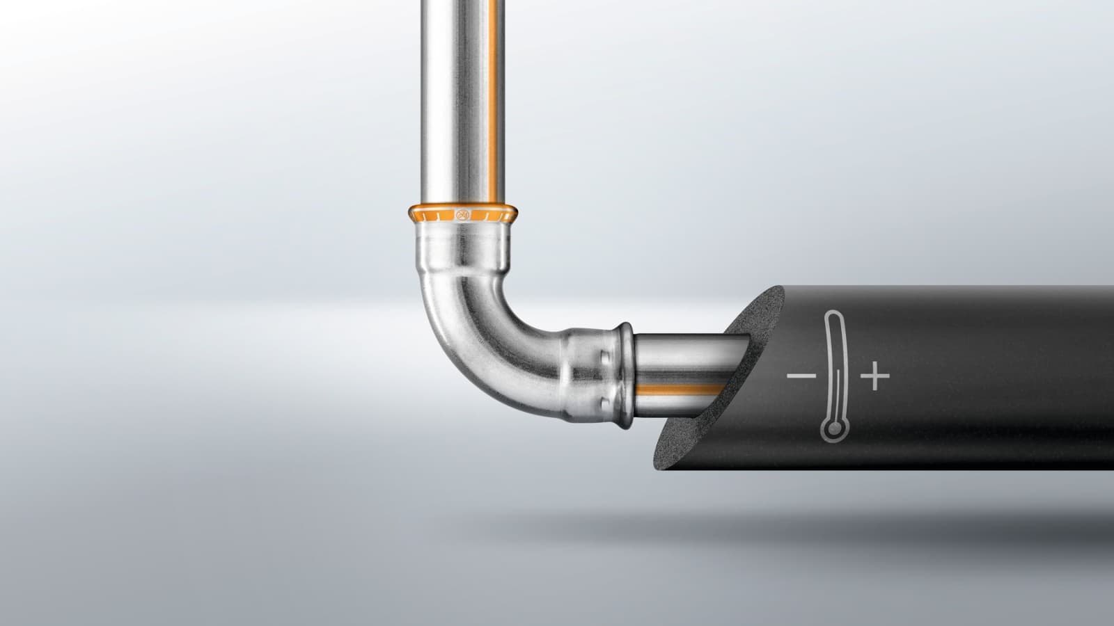 Den nye Geberit Mapress Therm-afløbsinstallation i rustfrit stål lavet af CrTi-stål Den nye Geberit Mapress Therm-afløbsinstallation i rustfrit stål lavet af CrTi-stål