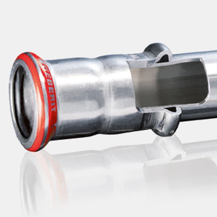 Tværsnit af en Geberit Mapress El-Forzinket fitting Tværsnit af en Geberit Mapress El-Forzinket fitting