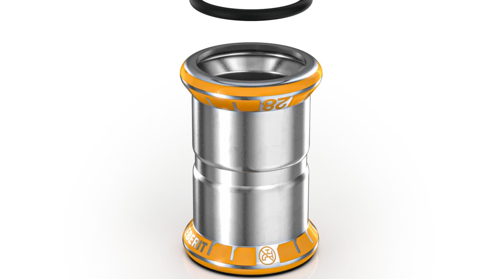 Geberit Mapress Therm-fitting med orange presseindikator Geberit Mapress Therm-fitting med orange presseindikator